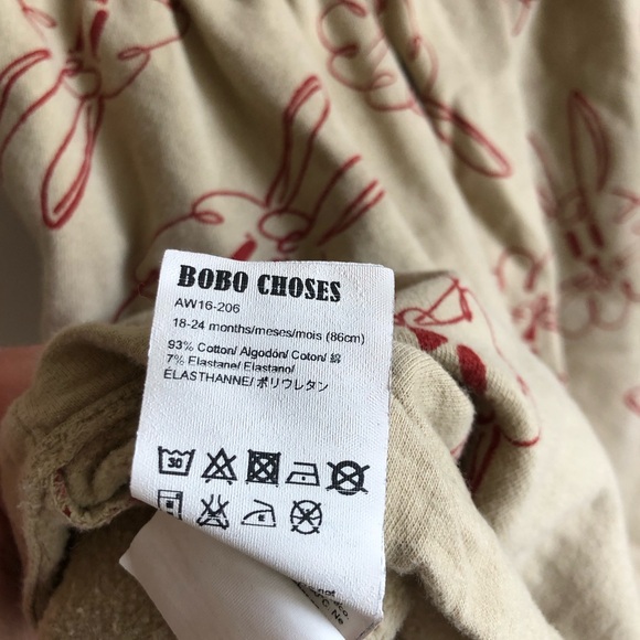 Bobo Choses Fleece Bunnies Dress - Sand/Red - Size 18/24M - Picture 6 of 6